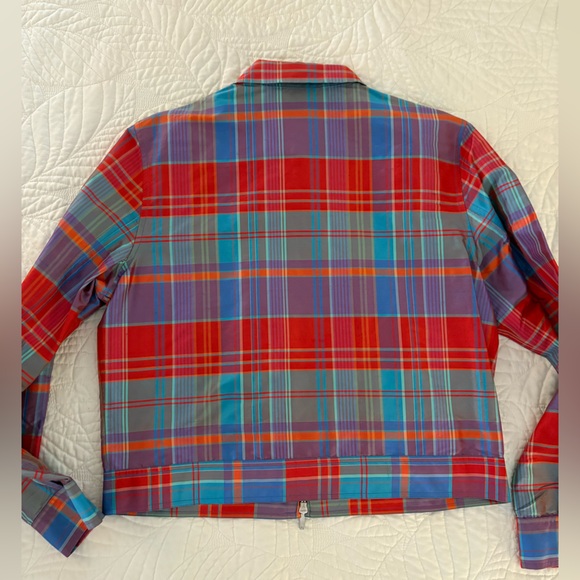 Ralph Lauren Sport Red and Blue Plaid Bomber Jacket 100% silk - Picture 8 of 10